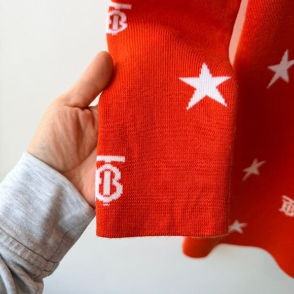 Burberry Denise TB & Star Sweater Dress , Red/Orange/white , Size 12(girl) - Picture 5 of 9